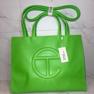 Telfar medium shopping tote highlighter green